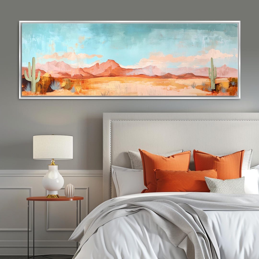 Panoramic Desert Plains Canvas, Minimalist Bohemian Style Canvas ...