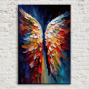 Angel Wings Canvas, Spiritual Wall Art, Large Canvas Art Print, Angelic Painting Print