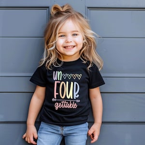 Girls un four gettable 4th birthday shirt, 4th birthday party, fourth birthday , rainbow shirt, custom birthday tank, cute girls shirt bild 1