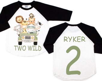 Two wild safari animals jungle zoo 2nd second birthday shirt, two wild shirt, two wild birthday boy, 2nd birthday shirt, boys wild shirt