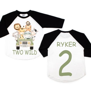 Two wild safari animals jungle zoo 2nd second birthday shirt, two wild shirt, two wild birthday boy, 2nd birthday shirt, boys wild shirt