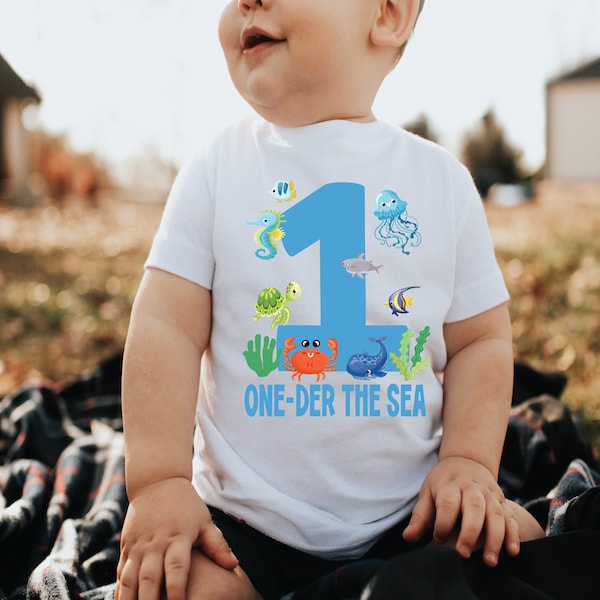 One-der the sea shirt, under the sea shirt, sea aquarium shirt, sea animal shirt, under the sea 1st  , boy birthday shirt, 1st birthday boy