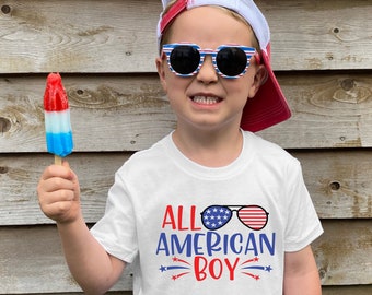 4th of July Shirt, Patriotic Shirt, Independence Day Shirt, Memorial Day shirt, personalized 4th of July, All American boy, 4TH name shirt