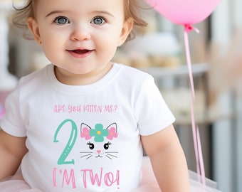 Cat birthday shirt, Kitty birthday shirt, cat birthday party, kitten shirt, are you kitten me, cat birthday outfit, 2nd birthday shirt