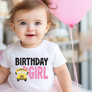 School bus birthday shirt, wheels on the bus party, girl birthday shirt, 2nd birthday shirt , personalized school shirt, preschool birthday