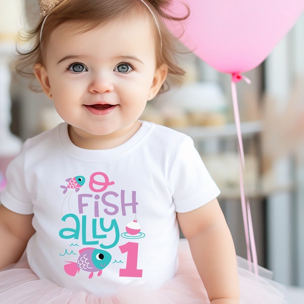 Ofishally one girl, ofishally one shirt, girls ofishally one, 1st birthday shirt, girl fishing birthday, ofishally one outfit girl, matching