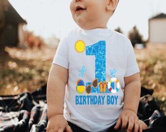 Pool party birthday shirt, boys 1st birthday, boys birthday shirt, summer pool party, beach party , beach birthday shirt, splash and play