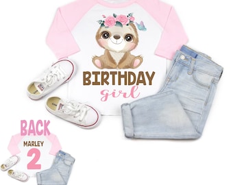 Sloth birthday shirt, sloth birthday , cute sloth shirt, girl birthday shirt, birthday girl shirt, sloth party, 2nd birthday, 3rd birthday