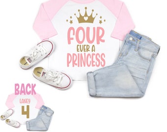 4th birthday shirt girl, princess birthday shirt, four year old birthday shirt, princess birthday , girl birthday shirt, princess shirt