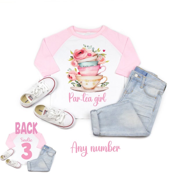 Tea party birthday, birthday par-tea, birthday girl shirt, tea theme party, par-tea shirt, 3rd birthday, toddler birthday, tea for two party