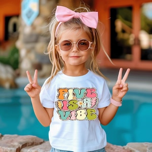 Five is a vibe, birthday girl retro vintage groovy shirt, retro birthday party, girl birthday shirt, 5th birthday shirt, groovy shirt