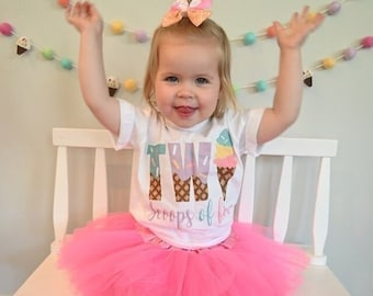Two scoops ice cream girls 2nd birthday shirt, 2nd birthday party, ice cream shirt, ice cream birthday, ice cream party, birthday girl shirt