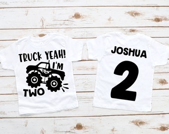 Monster truck boys truck yeah I'm two 2nd second birthday shirt, monster truck birthday, truck shirt, truck birthday , boy birthday shirt