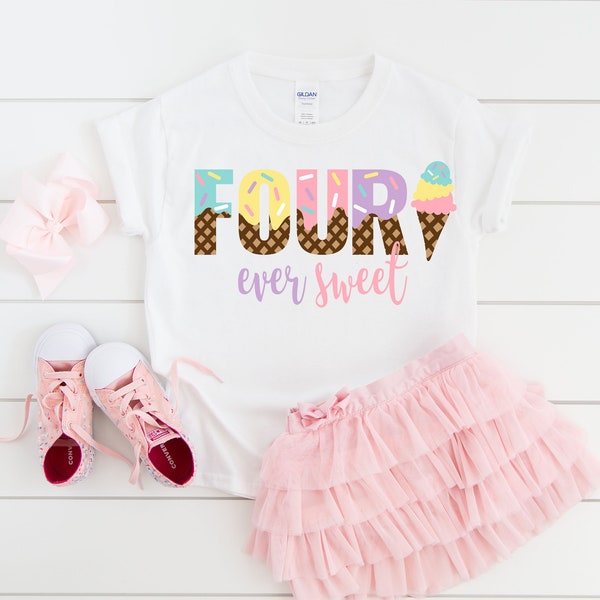 Four ever sweet ice cream girls 4th birthday shirt, 4th birthday party, ice cream shirt, ice cream birthday, ice cream birthday party