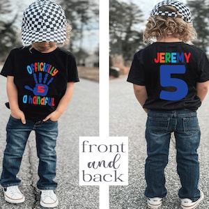 5th birthday shirt boy, officially a handful, 5th birthday, five year old boy shirt, handful shirt, boy birthday shirt, 5th birthday boy