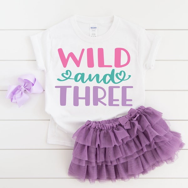 Wild and three girls 3rd birthday shirt, third birthday party, 3 years old, wild shirt, girl birthday shirt, birthday girl shirt , cute tank