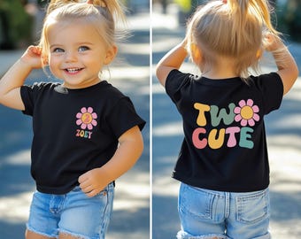 Two cute shirt, 2nd  birthday shirt, birthday girl shirt, 2nd birthday outfit, toddler birthday shirt, retro groovy birthday girl , two year
