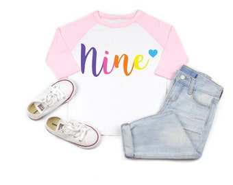 Ninth birthday shirt girl , 9th birthday, 9th birthday shirt, 9th birthday girl, 9 year old girl gift, 9 year old birthday shirt, nine
