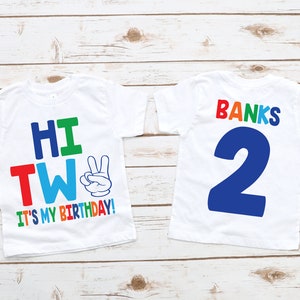 2nd birthday hi two second birthday boy shirt, 2nd birthday shirt, two shirt, boy birthday shirt, hi two birthday shirt, toddler birthday