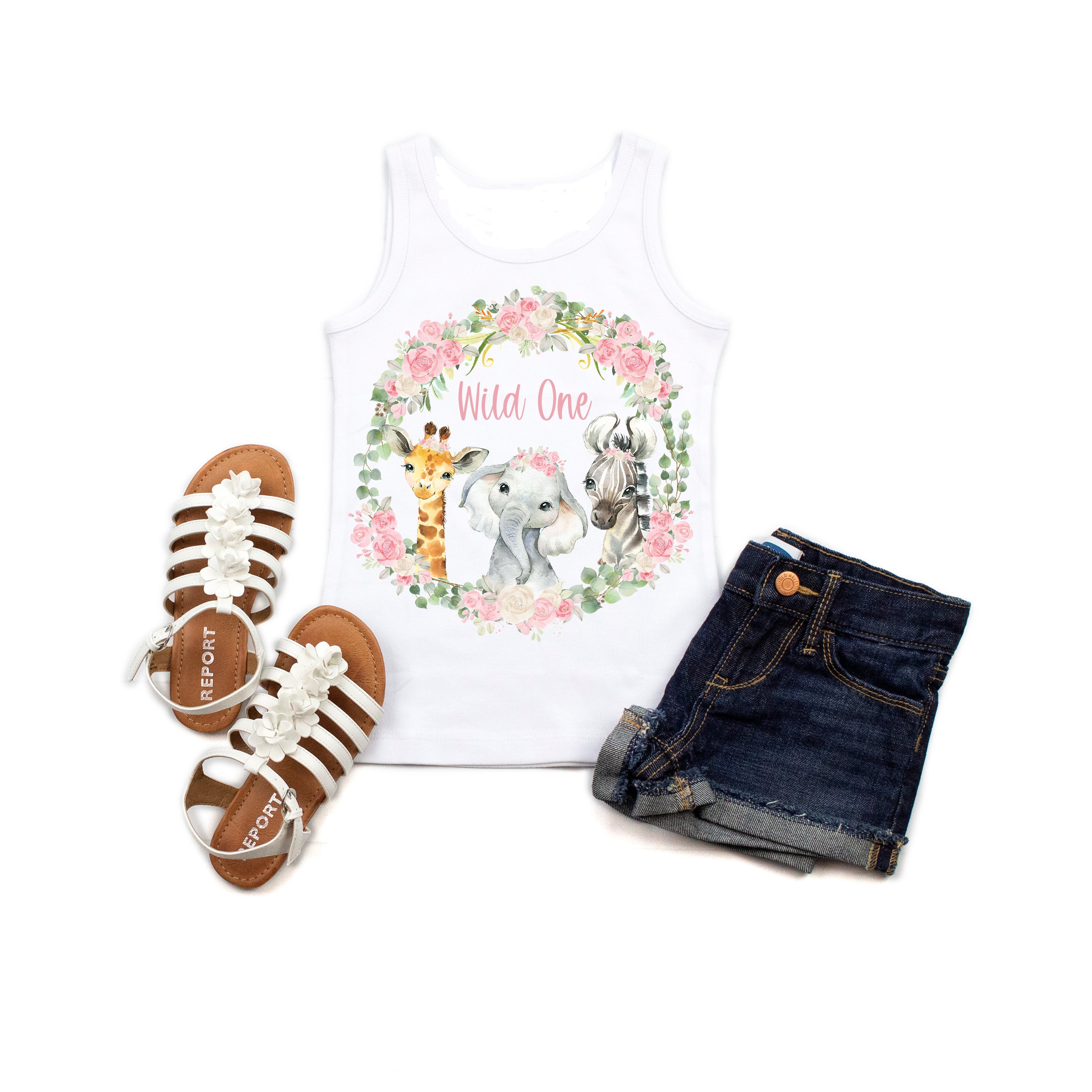 Wild One Birthday Shirt Girls 1st Safari Floral Zoo Animal - Etsy