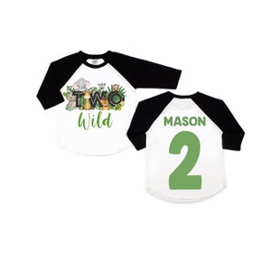 Two wild safari animals jungle zoo 2nd second birthday shirt, two wild shirt, two wild birthday boy, 2nd birthday shirt, boys wild shirt