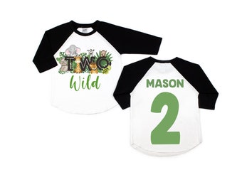 Two wild safari animals jungle zoo 2nd second birthday shirt, two wild shirt, two wild birthday boy, 2nd birthday shirt, boys wild shirt