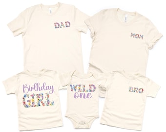 Camiseta de cumpleaños con flores, camiseta de cumpleaños con flores, cumpleaños con flores silvestres, cumpleaños con flores silvestres para niñas, primer cumpleaños con flores silvestres, uno salvaje, dos salvajes