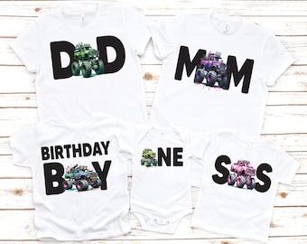 Monster truck birthday shirt, Customized monster truck birthday shirt, family monster truck tees, personalized monster truck, truck birthday