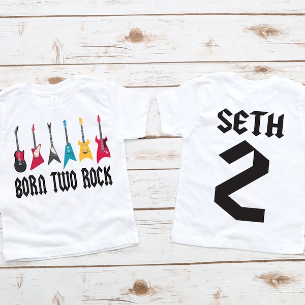 Born Two Rock, guitar birthday shirt, rock n roll birthday, 2nd birthday shirt, boy birthday shirt, 2nd birthday boy, rock n roll shirt