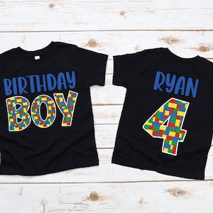 Building block birthday shirt, builder birthday shirt, building block theme, custom block shirt, boy birthday shirt, block theme birthday