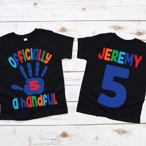 5th birthday shirt boy, officially a handful, 5th birthday, five year old boy shirt, handful shirt, boy birthday shirt, 5th birthday boy