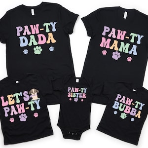 Let&#39;s pawty puppy birthday shirt, let&#39;s paw-ty, puppy birthday, dog birthday, puppy party, dog birthday party, pawty shirt, matching family