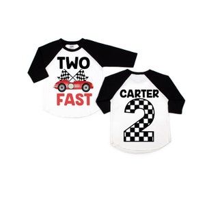 Two fast race car shirt, racecar birthday shirt, birthday boy shirt, racecar birthday party, race car t-shirt, custom race car, racing shirt