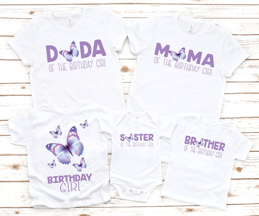 Camisas de cumpleaños de niña mariposa a juego familiar, camisa de  cumpleañera, fiesta de cumpleañera, fiesta temática de mariposa, camisa de  1er