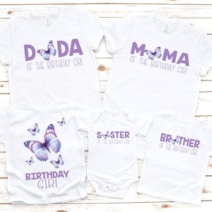 Family matching butterfly girl birthday shirts, birthday girl shirt, birthday girl party, butterfly theme party, 1st birthday shirt