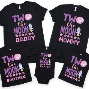 Two the moon girls outer space second 2nd birthday shirt , birthday girl shirt, space birthday theme , 2nd birthday outfit, girl birthday