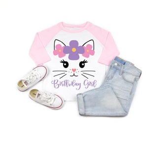 Cat Kitty girls birthday shirt, cat party, cat birthday, girl birthday shirt, girl birthday party, cat theme, girl birthday, kitty shirt