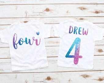 Girls 4th birthday four 4 year old shirt, fourth birthday shirt, four year old birthday girl , 4th birthday outfit, cute birthday shirt