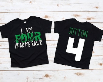 4th birthday shirt Dinosaur I am four hear me rawr , dinosaur 4th birthday shirt, dinosaur birthday, dinosaur shirt , fourth birthday