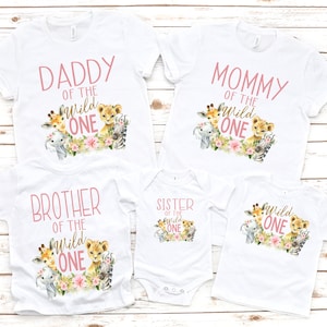 Family safari floral zoo jungle birthday shirt, two wild, wild one, wild one birthday , mom and dad wild shirt, wild party, birthday girl bg