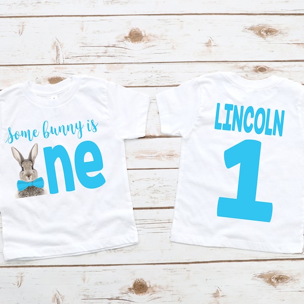 Some bunny is one boys 1st first birthday shirt, one years old, 1st birthday, bunny party, boy birthday, bunny shirt, 1st birthday shirt