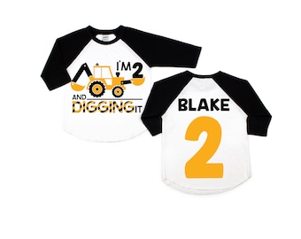 Construction birthday shirt, Construction family shirts, Construction birthday party, birthday boy shirt, ANY AGE, I&#39;m 2 and digging it