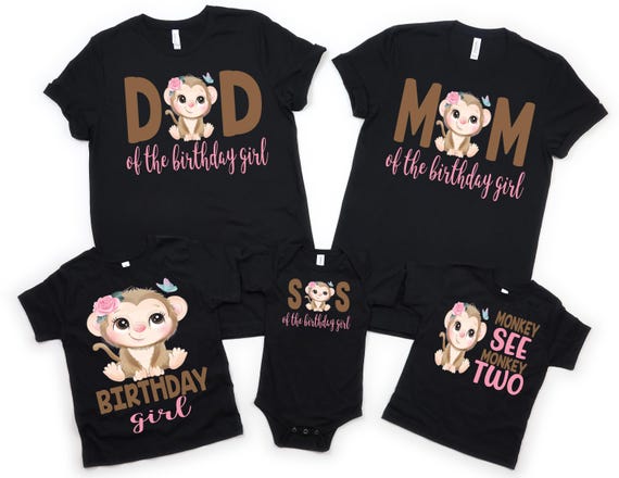 Family Monkey Birthday Girl Shirt, Girl Birthday Shirt, Monkey