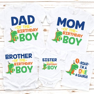 Family Saurus Rex dinosaur matching boy birthday shirts, dinosaur party, dinosaur birthday, dinosaur shirt, T-Rex birthday, saurus shirts bild 1