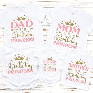 Family matching girl princess birthday shirts, birthday girl shirt, birthday girl party, princess theme party, girl birthday party