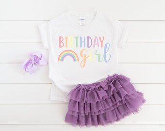 Rainbow pastel birthday shirt, rainbow birthday party, birthday girl shirt, rainbow birthday outfit, 1st birthday shirt, 2nd birthday shirt
