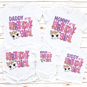 Family kitty cat birthday girl shirt, girl birthday shirt, girl birthday party, kitty party, cat birthday, cat theme, girl birthday, cat