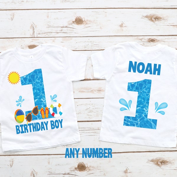 Pool party birthday shirt, boys 1st birthday, boys birthday shirt, summer pool party, beach party , beach birthday shirt, splash and play