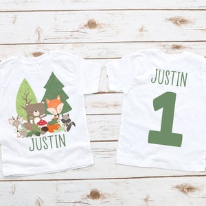 Woodland animals personalized zoo second first two birthday shirt, two wild shirt, birthday boy, woodland birthday theme, wild one shirt