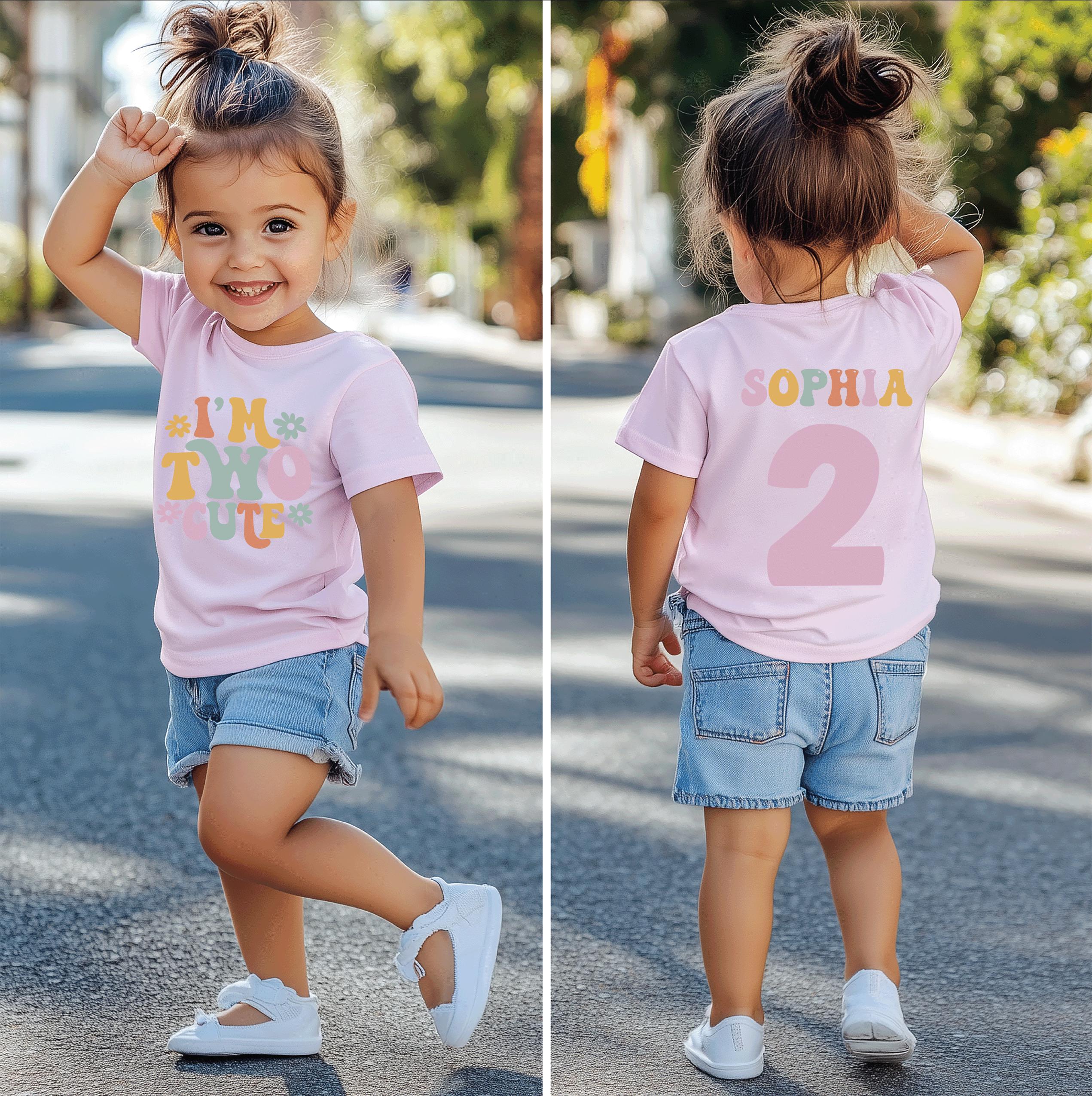 Two cute shirt, 2nd  birthday shirt, birthday girl shirt, 2nd birthday outfit, toddler birthday shirt, retro groovy birthday girl , two year